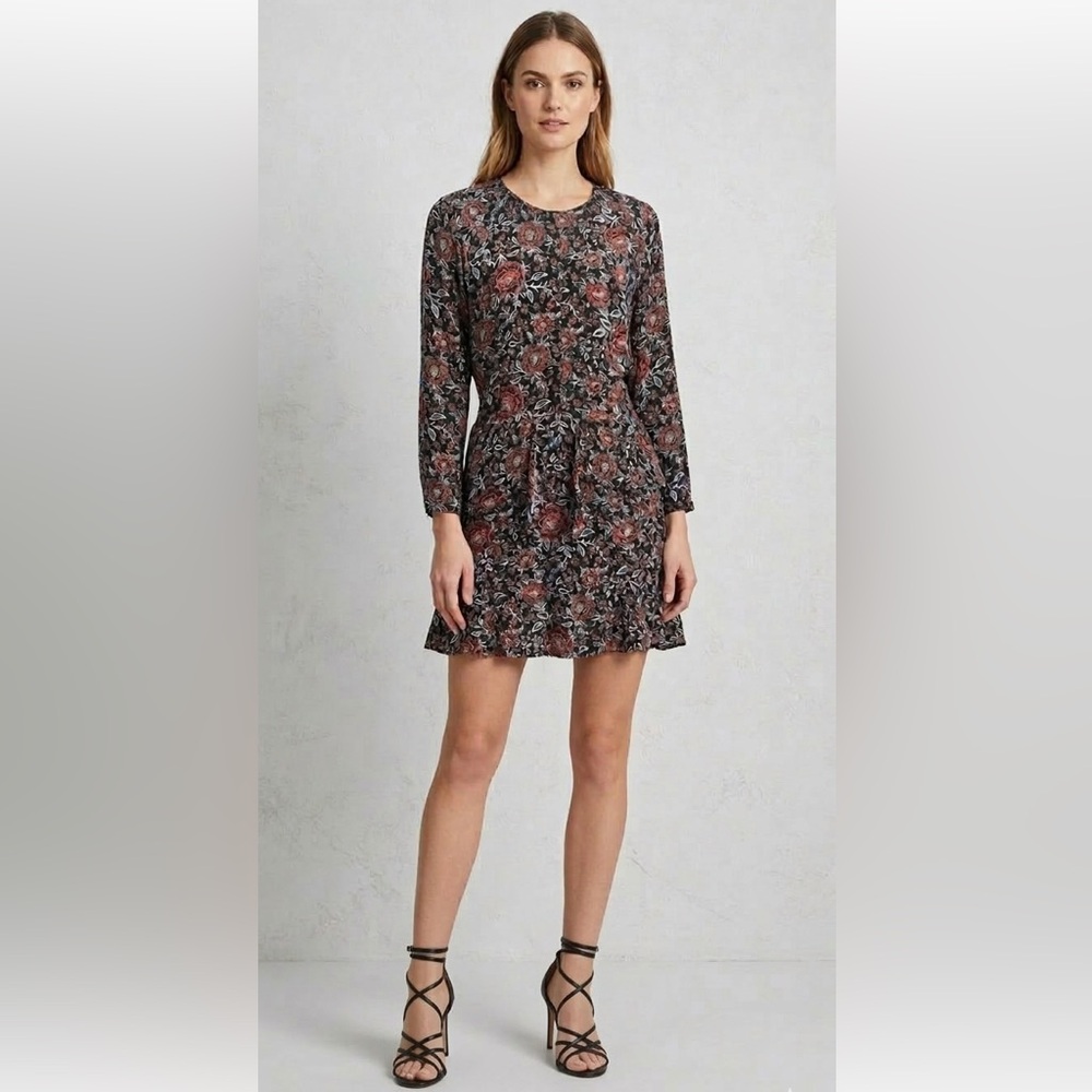 Veronica Beard‎ Dropped Tie Waist 100% Silk Romantic Coquette Ruffle Hem Sleeves